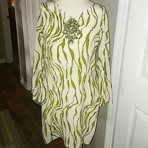 Custom tailored  silk & sequin long top or mini